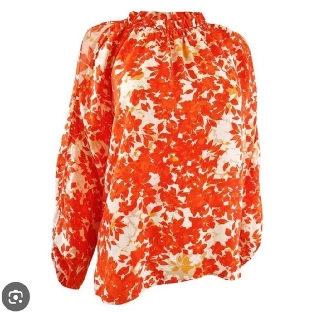 EUC Vince Camuto Floral Cut Out Shoulders Top Size PM